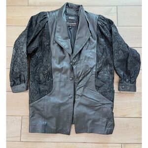 Wilsons Leather Black Paisley Paneled Blazer Jacket Thinsulate Lined Womens